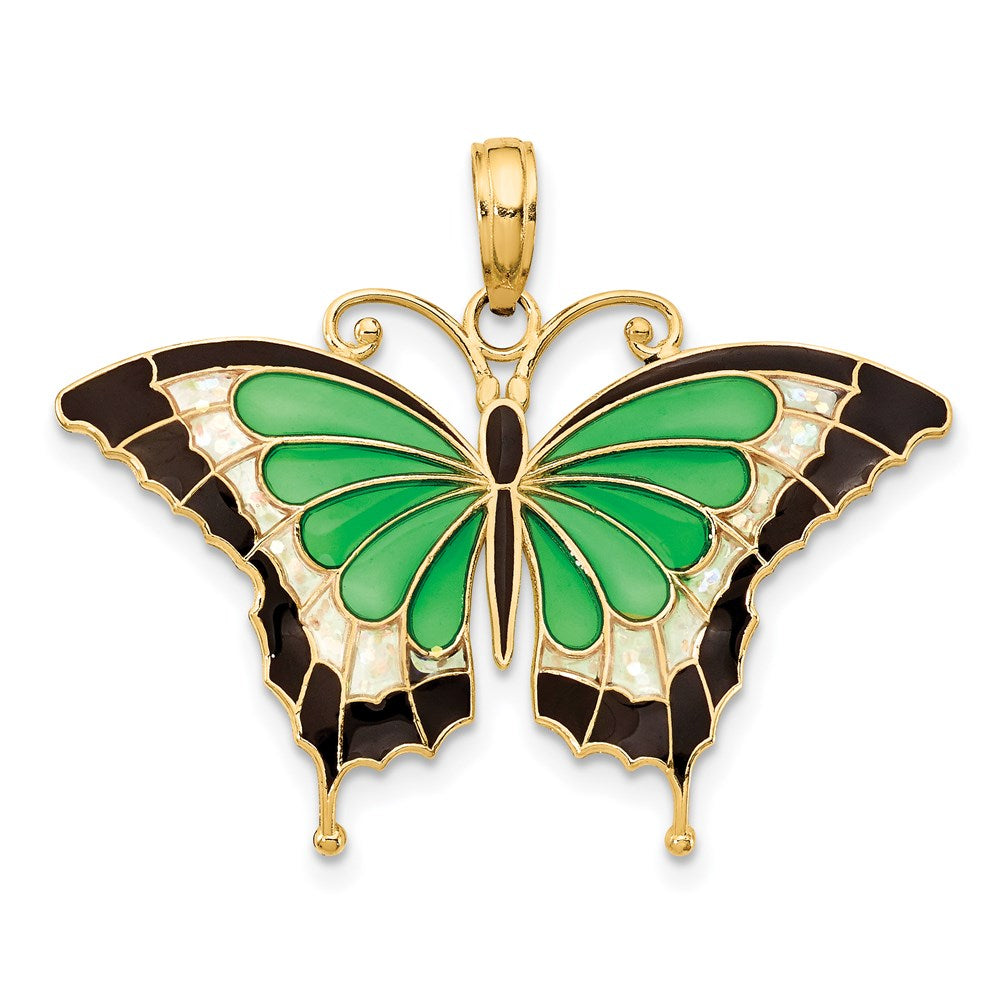 Solid;Polished;14k Yellow gold;Enamel