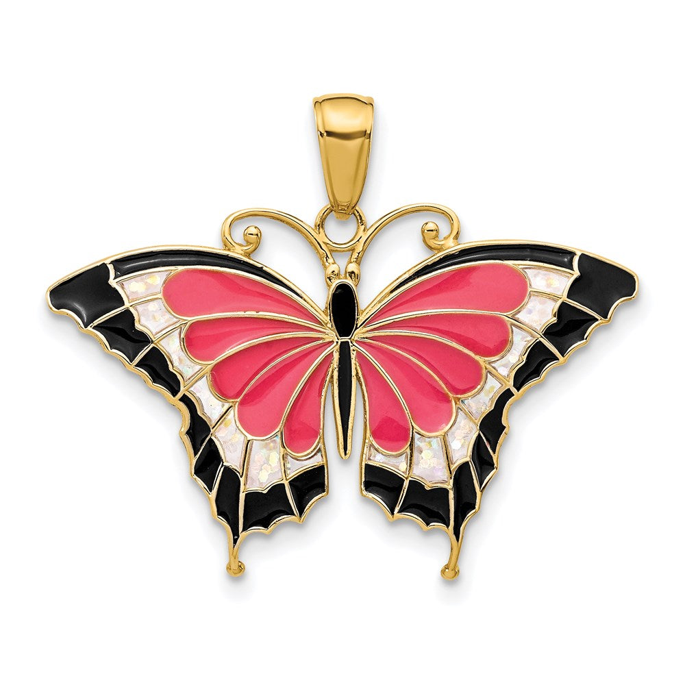Solid;Polished;14k Yellow gold;Enamel