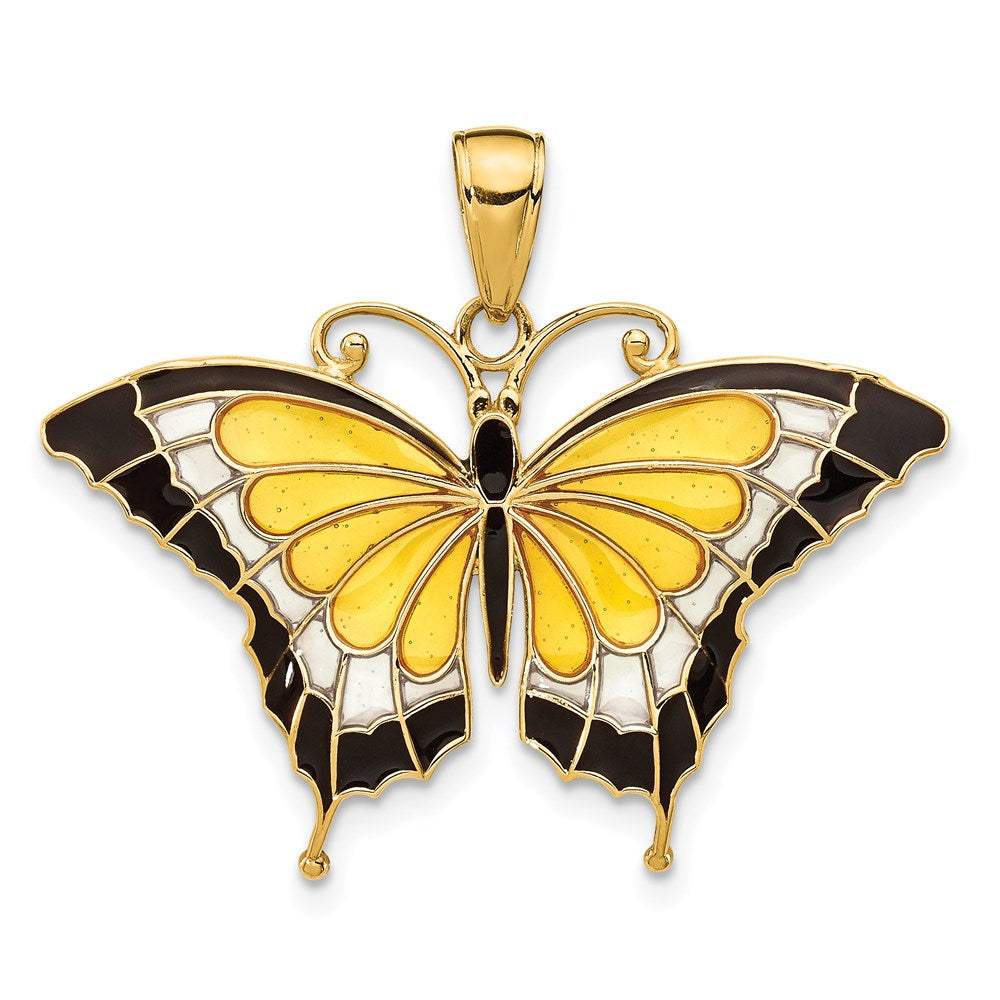 Solid;Polished;14k Yellow gold;Enamel