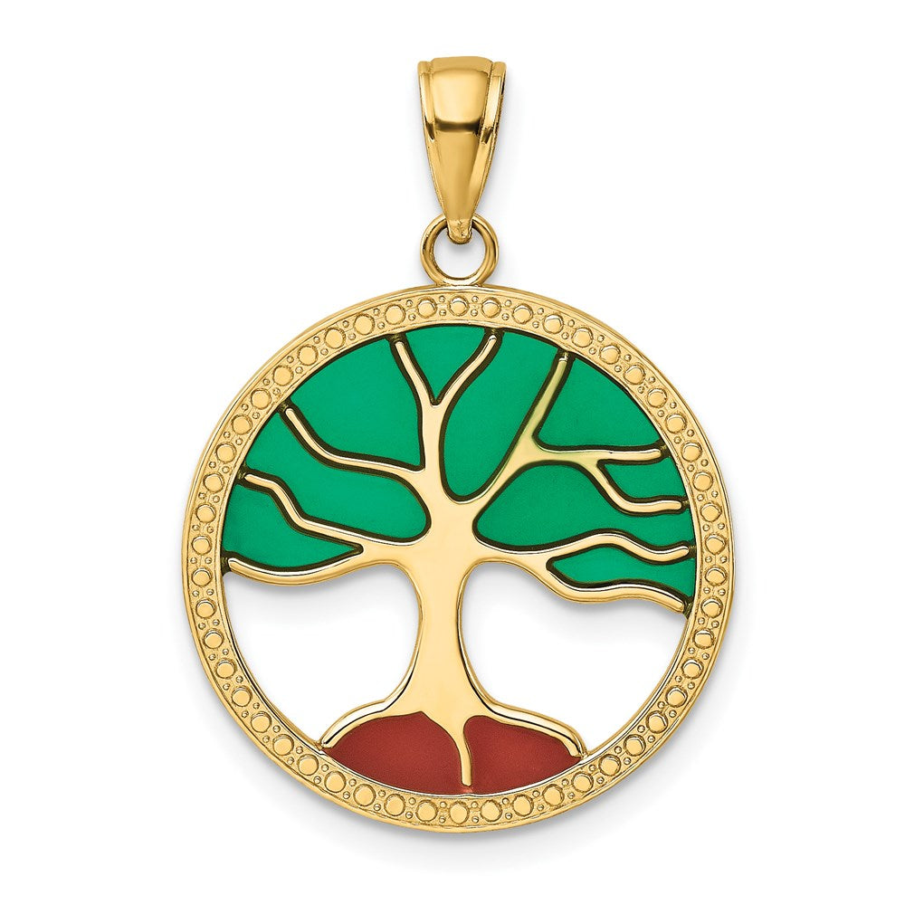 Polished;14k Yellow gold;Enamel