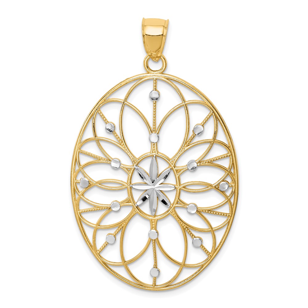 Polished;14K Yellow gold & rhodium;Textured;Diamond Cut