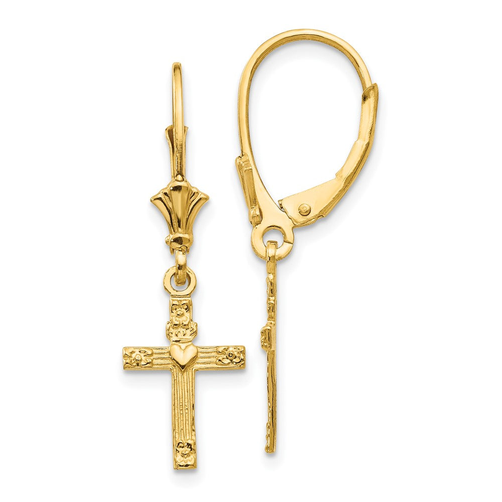 Polished;14k Yellow gold;Flat back;Textured;Textured back;Dangle