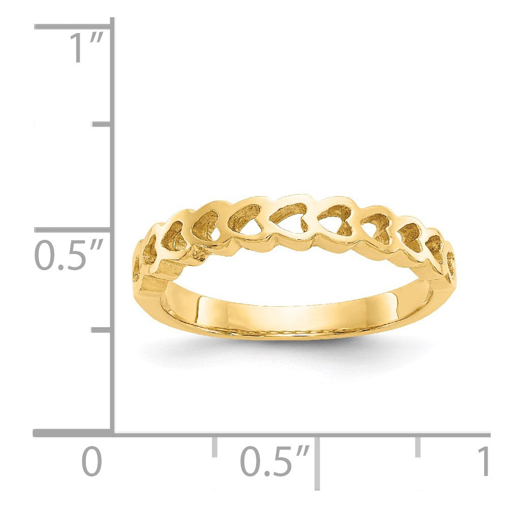 14k Polished Hearts Ring