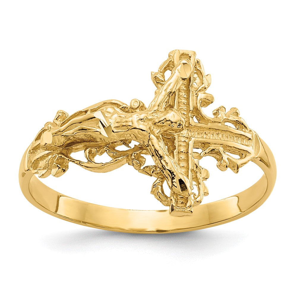 Solid;Diamond-cut;Polished;14k Yellow gold;Textured