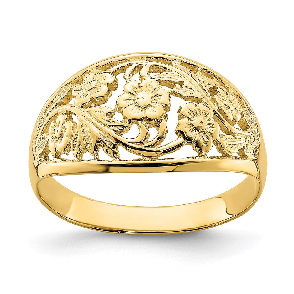 Solid;Polished;14k Yellow gold;Textured