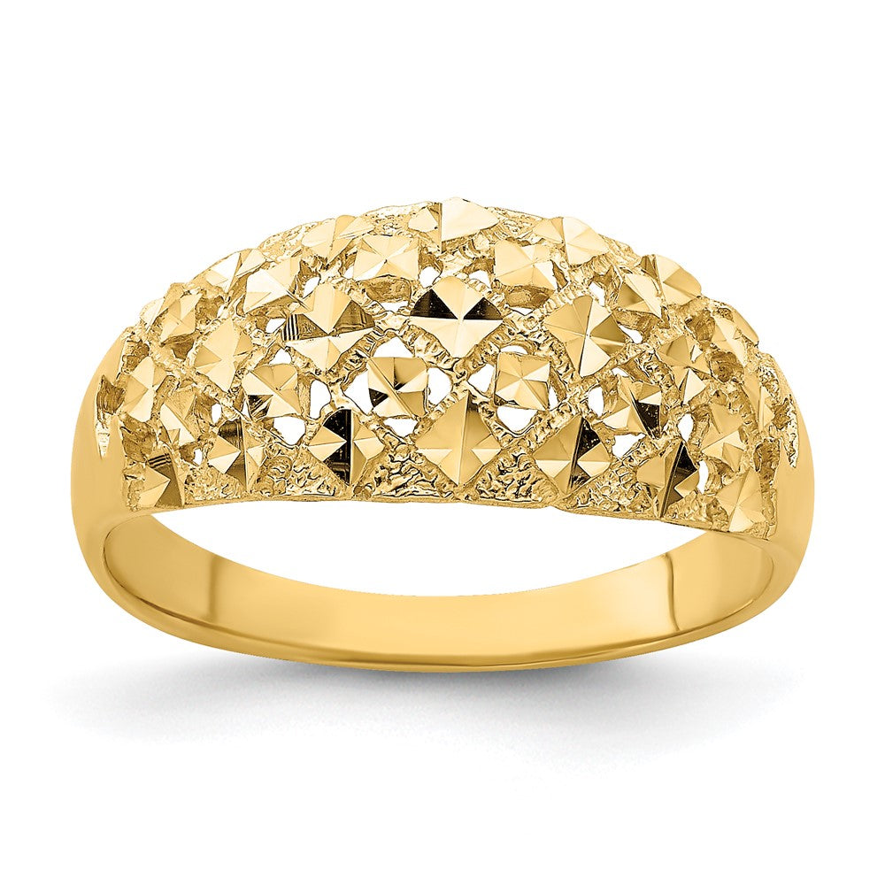 Solid;Polished;14k Yellow gold;Textured