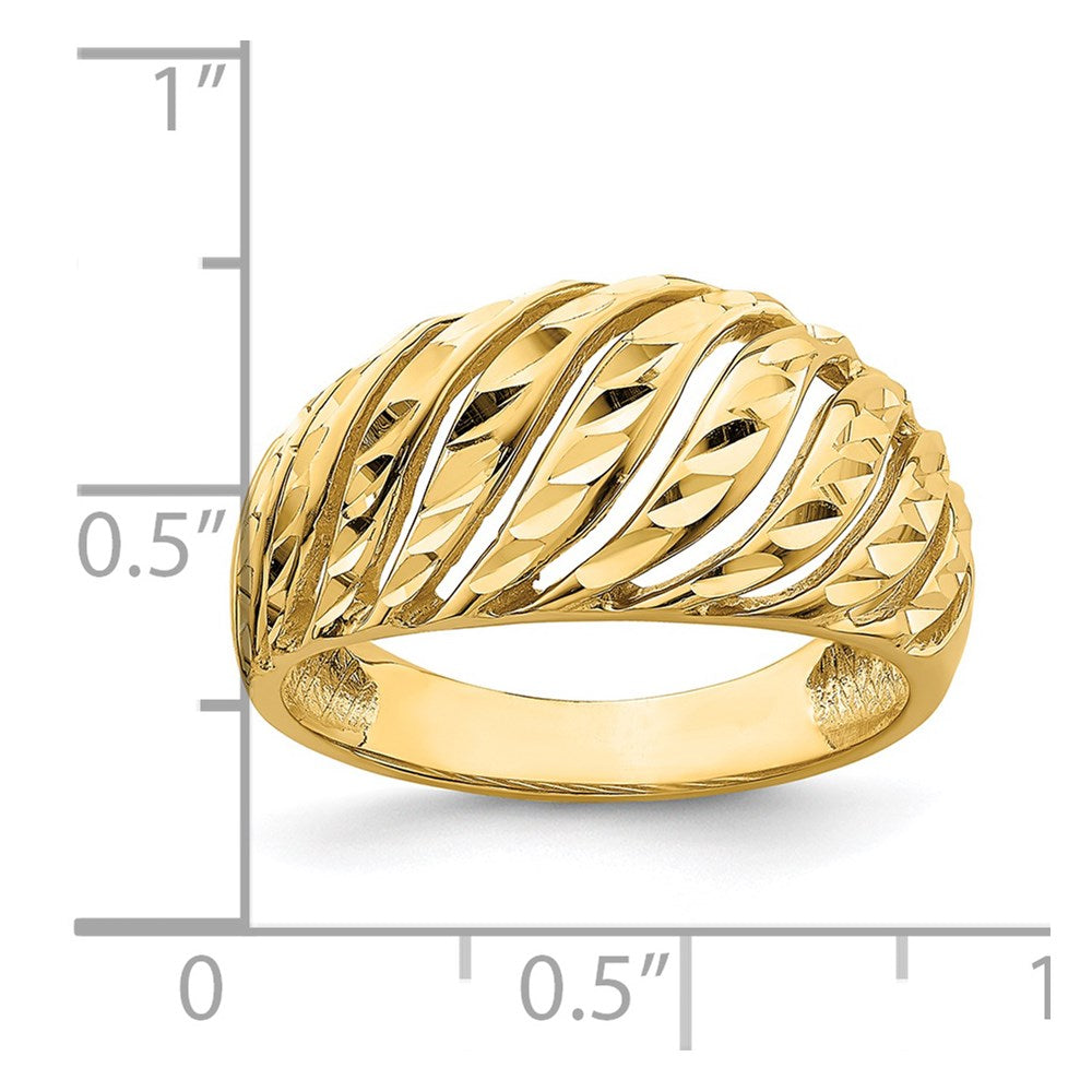 14K Open Slash Diamond-cut Dome Ring
