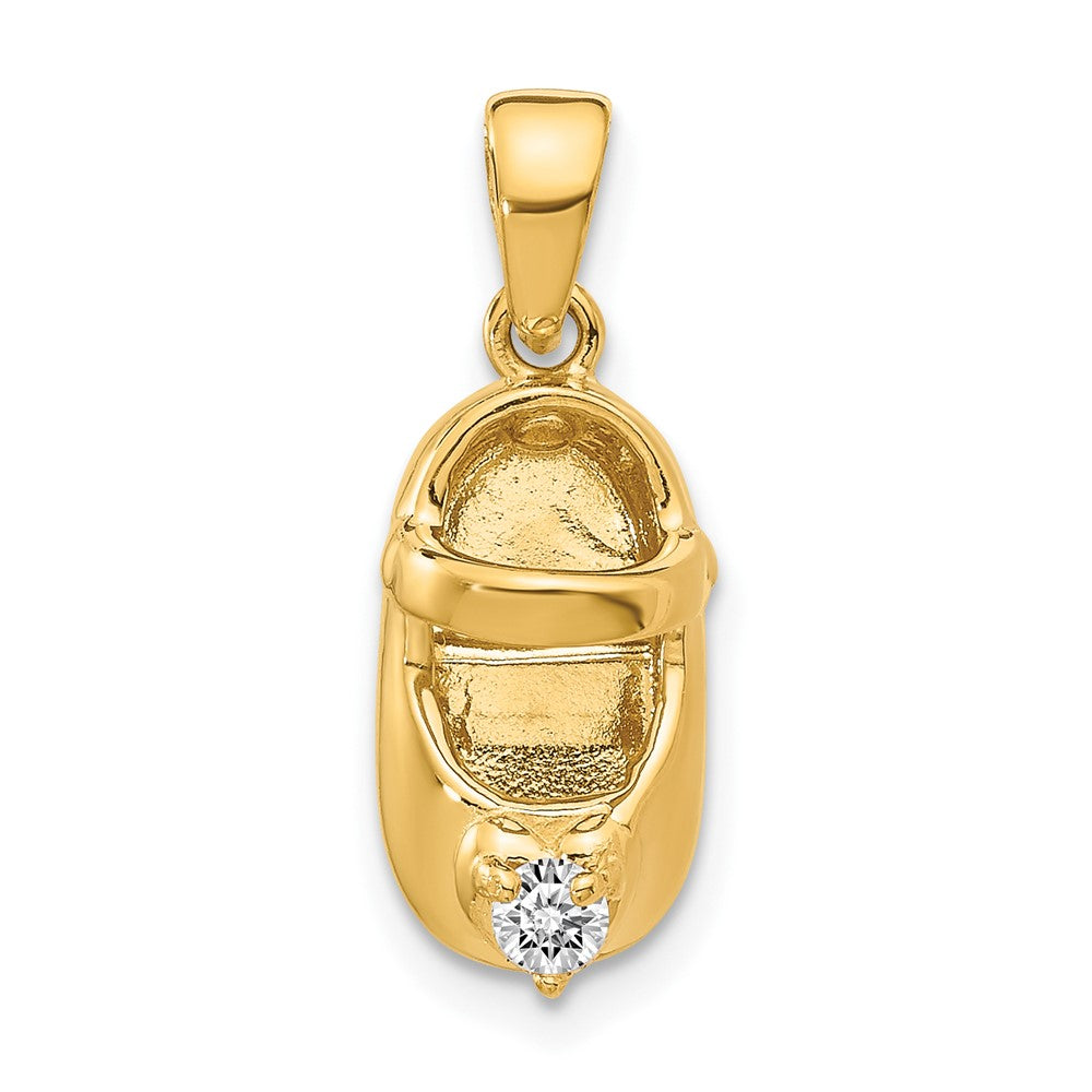 Polished;3-D;14k Yellow gold;Engravable;Textured;Zircon;Synthetic stone