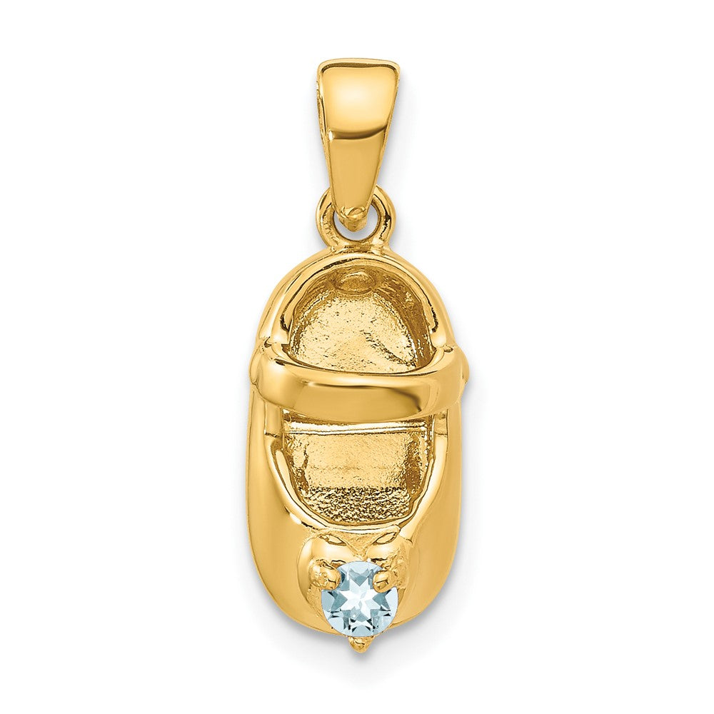 Polished;3-D;14k Yellow gold;Engravable;Aquamarine;Synthetic stone