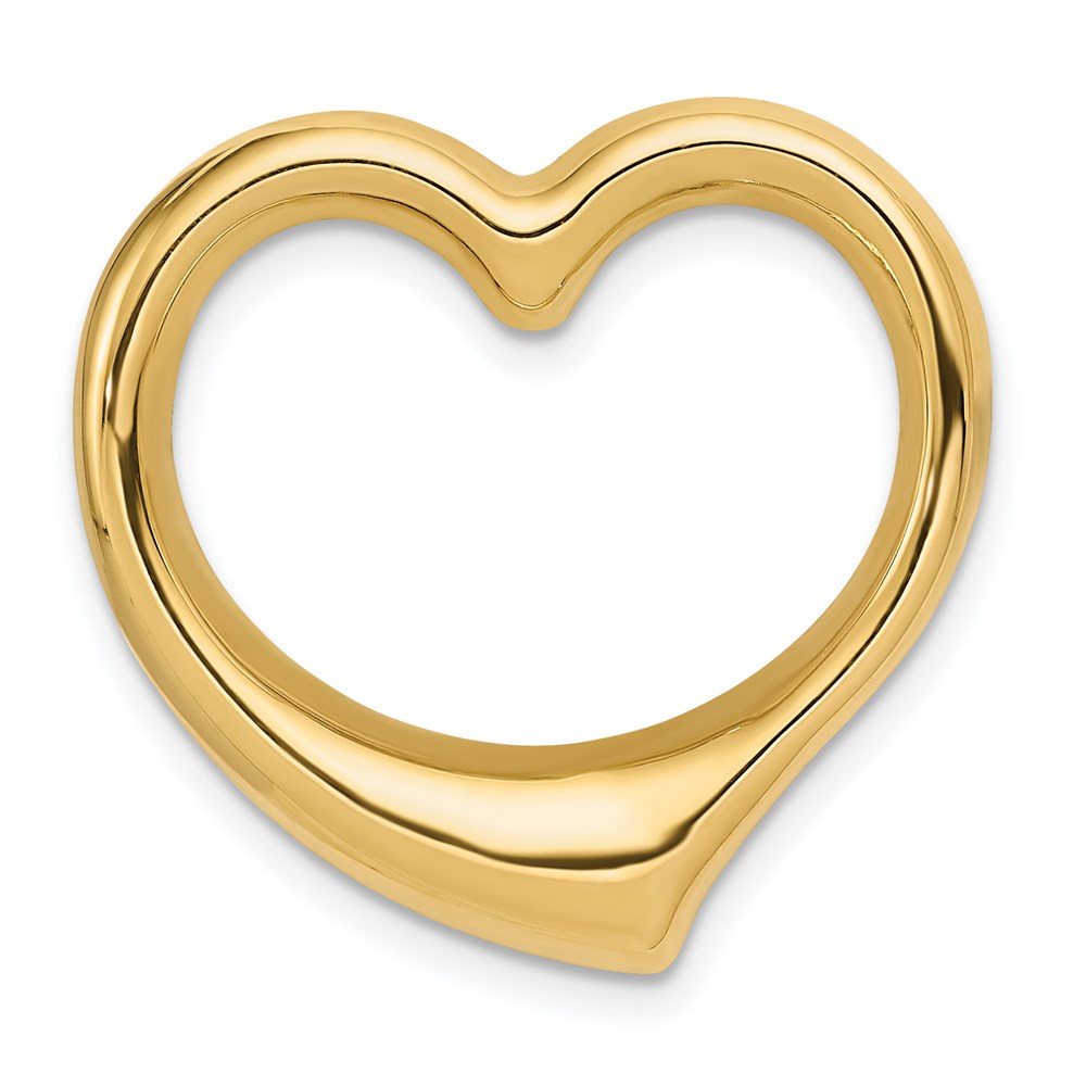 Casted;Polished;14k Yellow gold;Hollow;No bail;Heart;Open;Chain slide