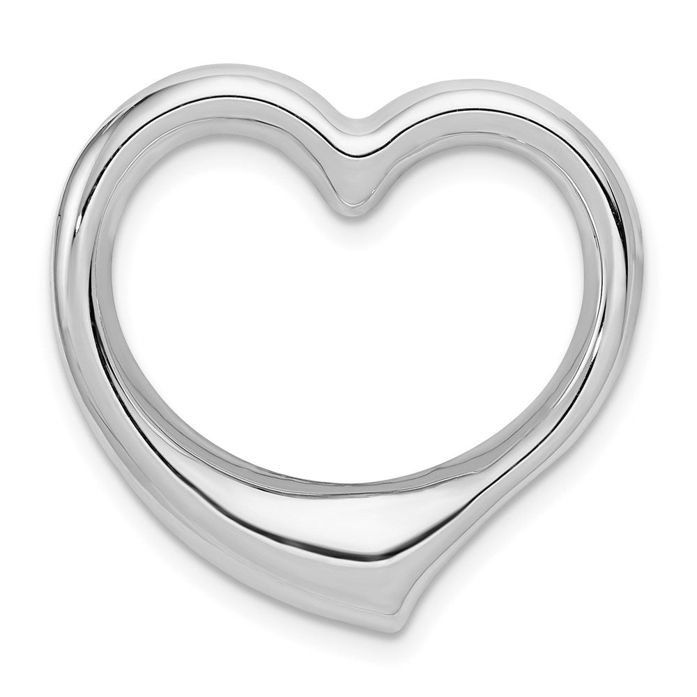 Casted;Polished;14K White gold;Hollow;No bail;Heart;Open;Chain slide