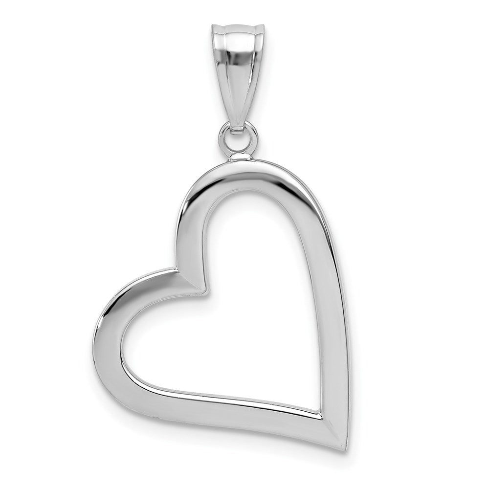 Casted;Polished;14K White gold;Hollow;Heart;Open