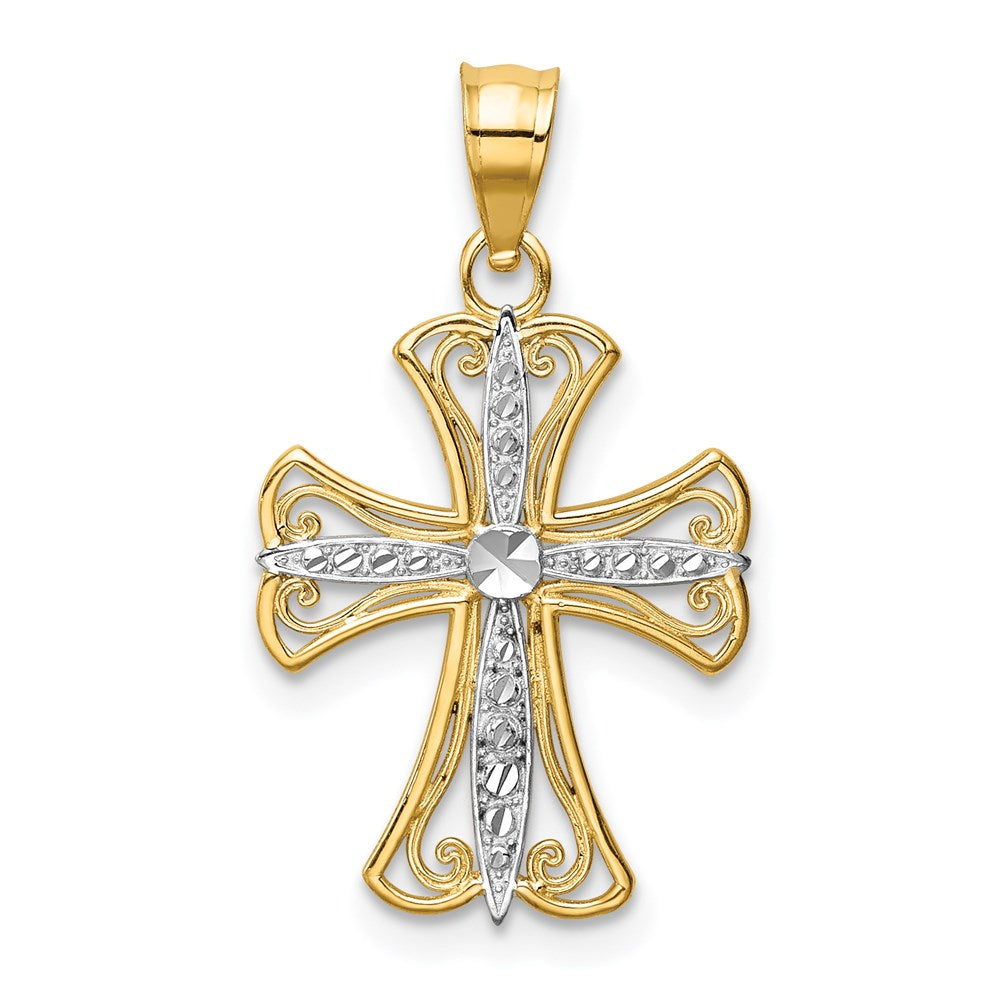 Polished;Open back;14K Yellow gold & rhodium;Diamond Cut
