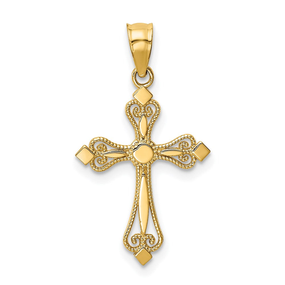 Solid;Polished;14k Yellow gold;Textured;Textured back
