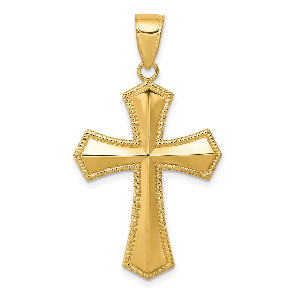 Solid;Polished;14k Yellow gold;Open back;Textured;Textured back