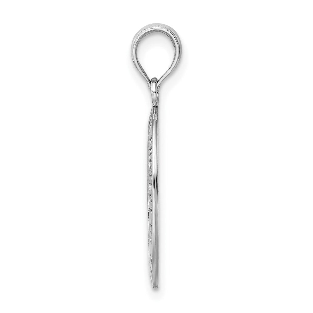 14k White Gold Polished Solid Saint Christopher Medal Oval Pendant