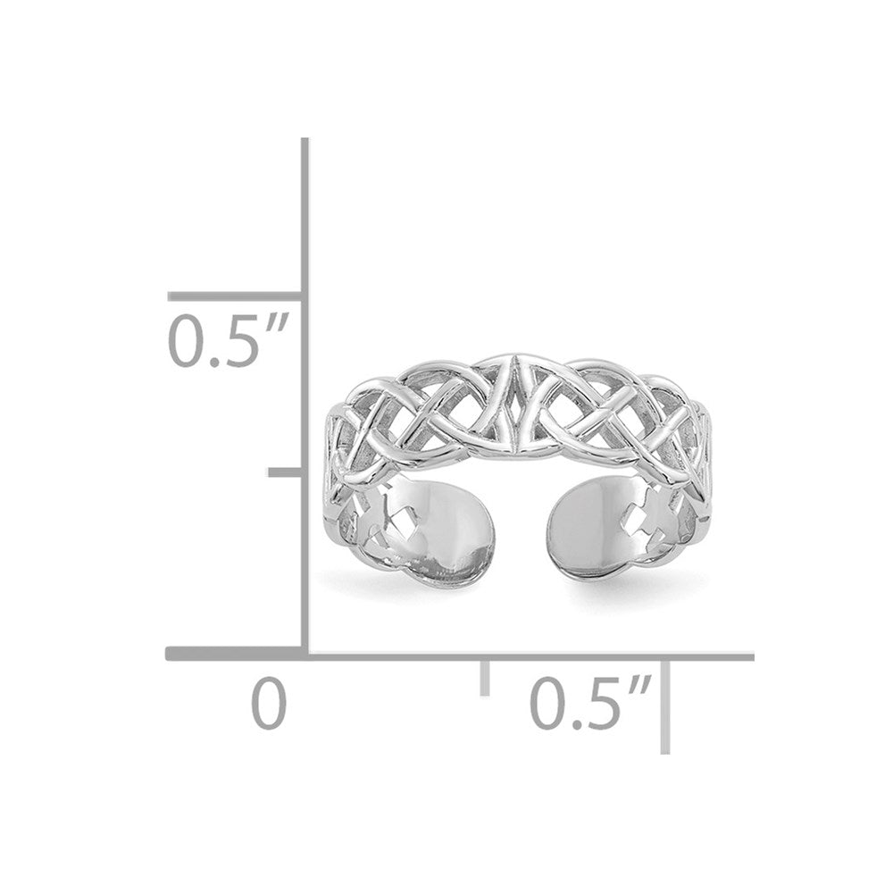 14k White Gold Polished w/ Design Toe Ring