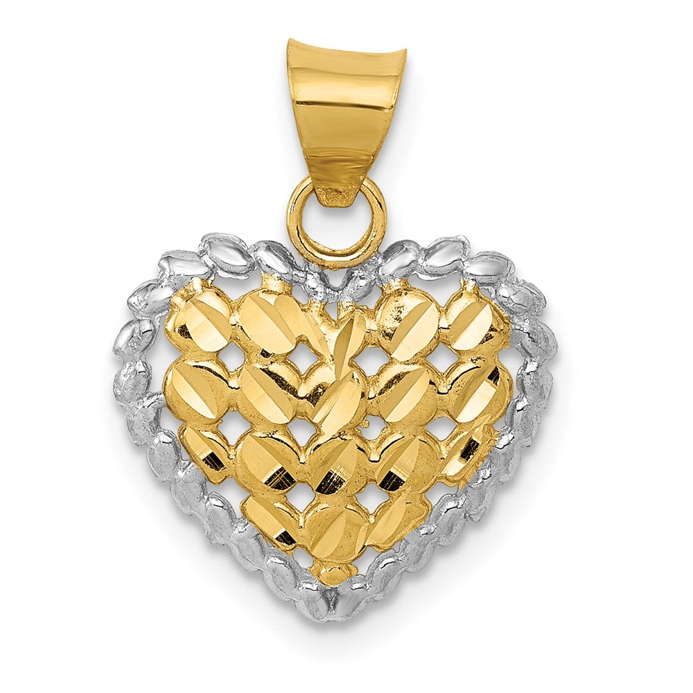 Diamond-cut;Polished;Open back;14K Yellow gold & rhodium;Textured back