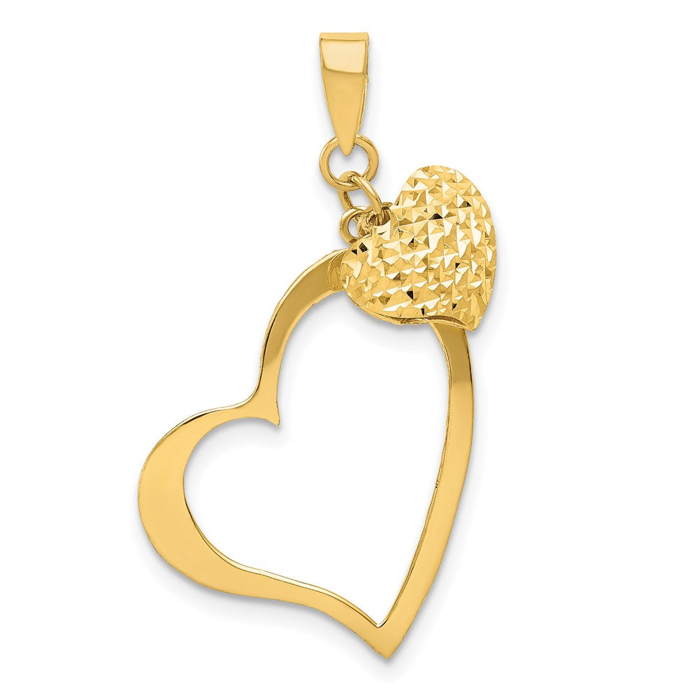 Polished;14k Yellow gold;Stamped;Hollow;Moveable;Dangle;Open;Diamond Cut