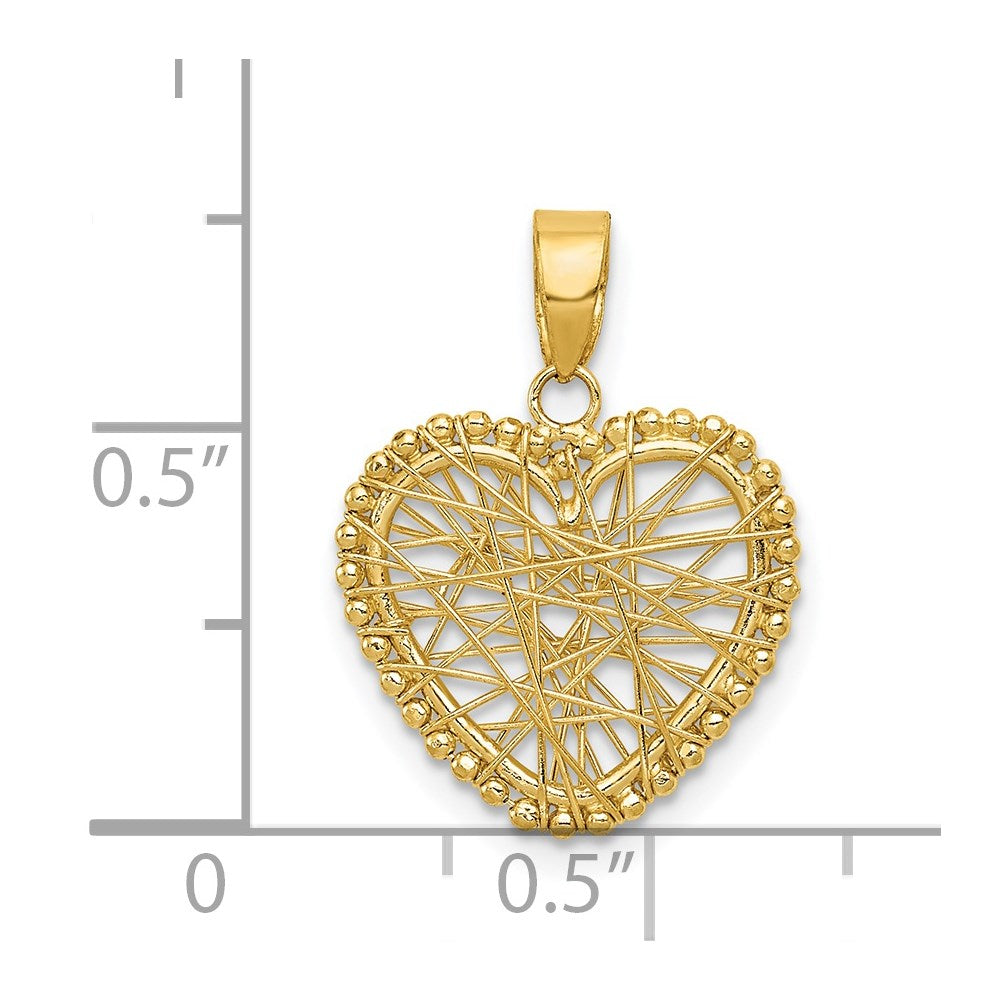 14K Polished Open Wire Heart Pendant