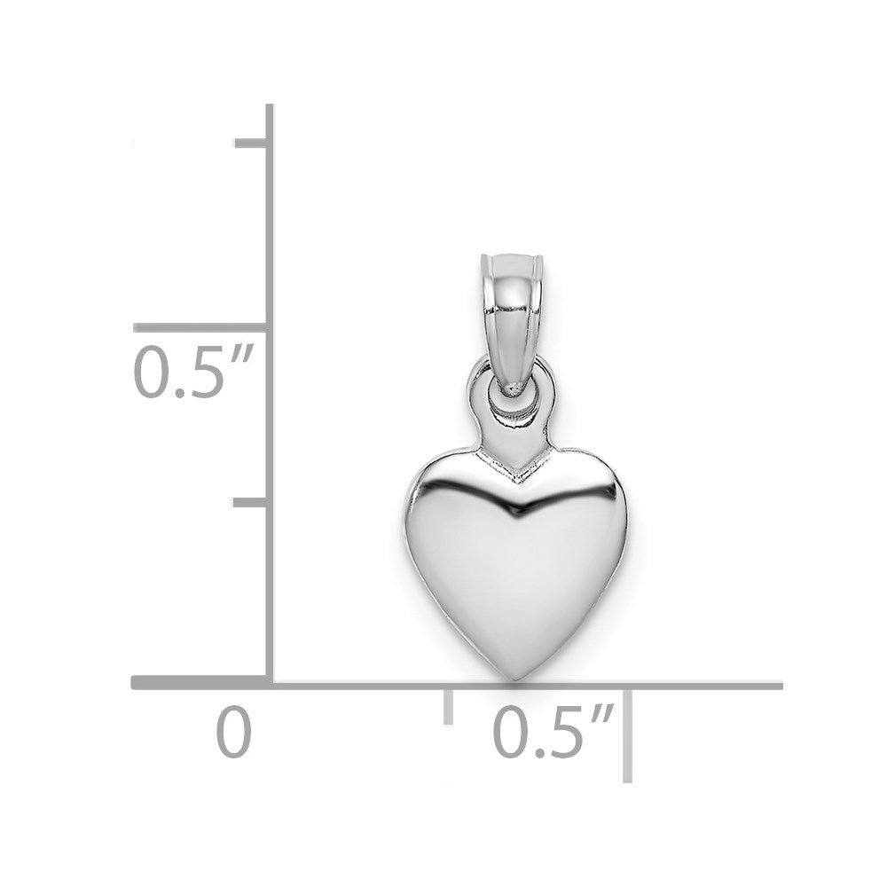 14K White Gold Polished 3-D Heart Pendant