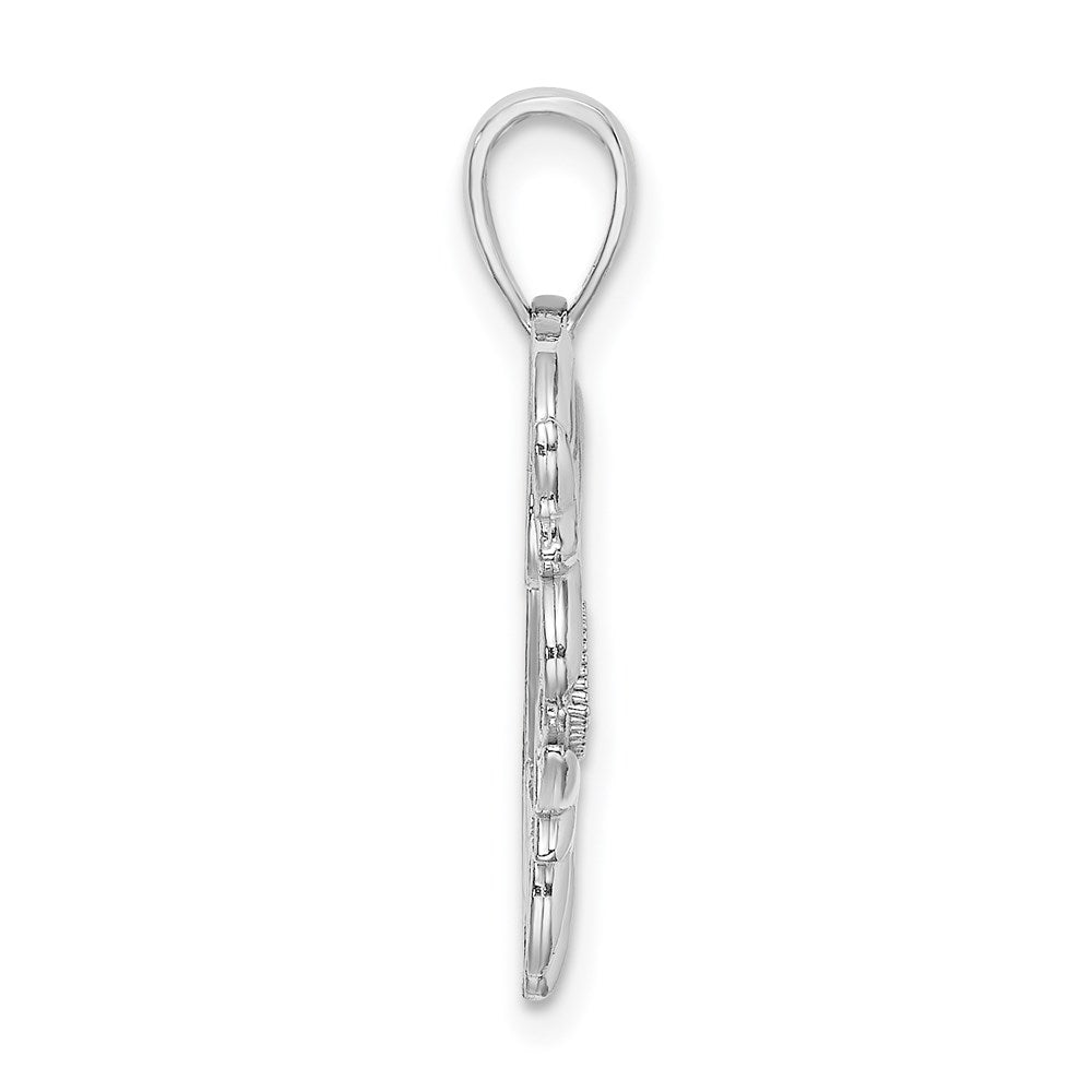 14K White Gold MOM Heart Charm