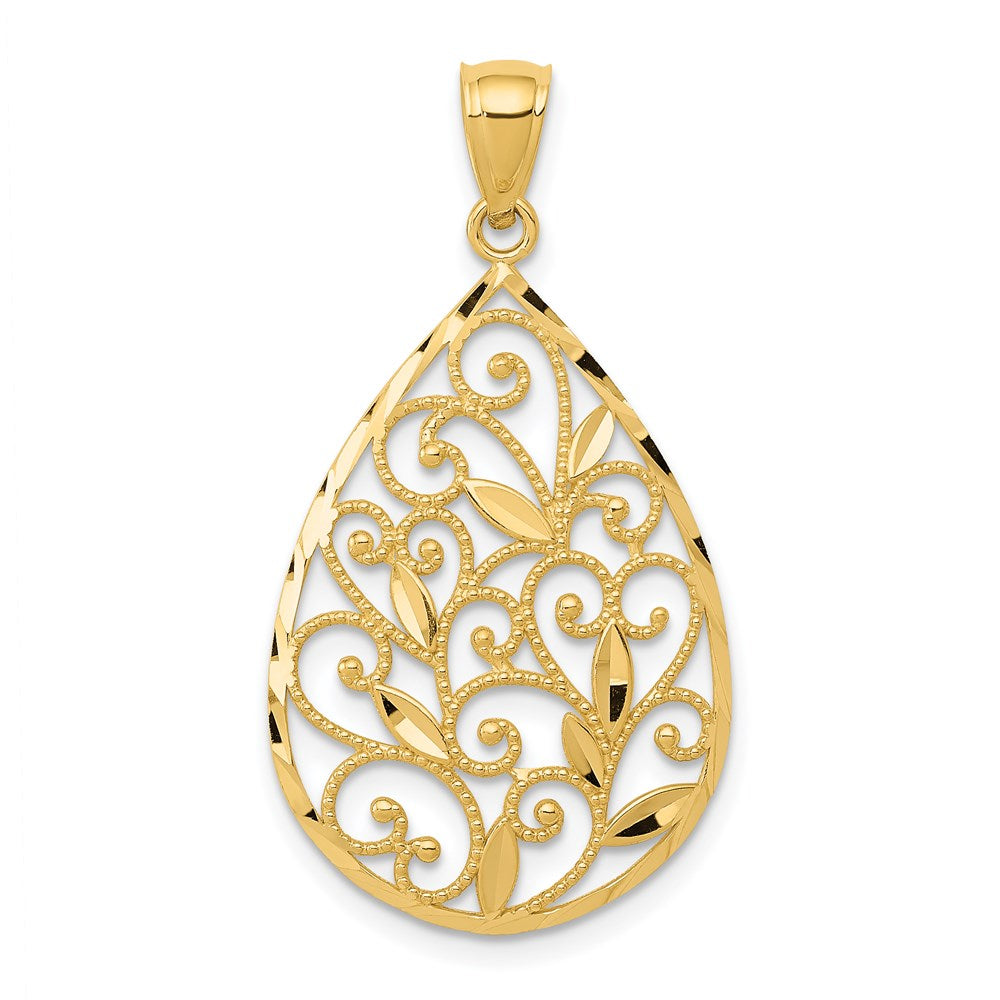 Polished;14k Yellow gold;Filigree;Textured;Diamond Cut