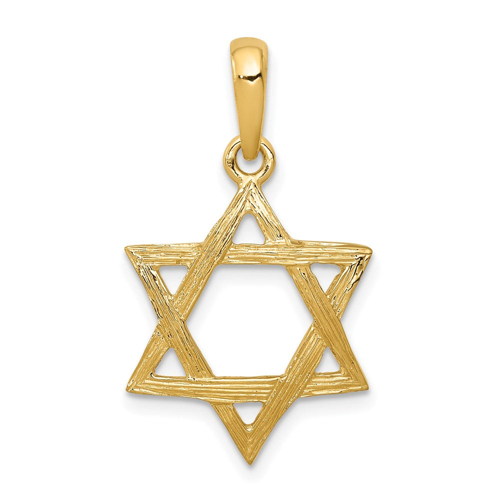 Solid;Casted;Polished;14k Yellow gold;Textured;Textured back