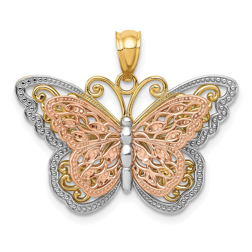 Polished;14K Two-tone;Rhodium;Diamond Cut
