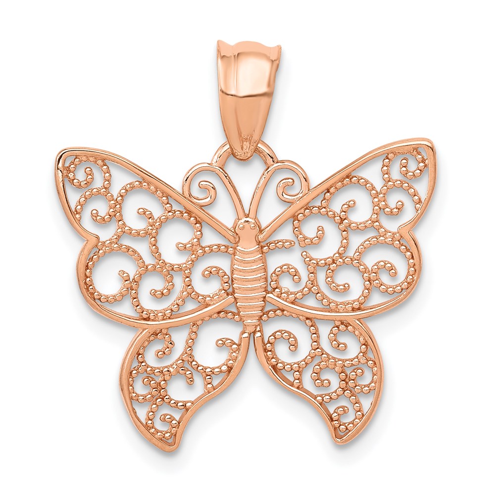 Polished;14k Rose gold;Filigree