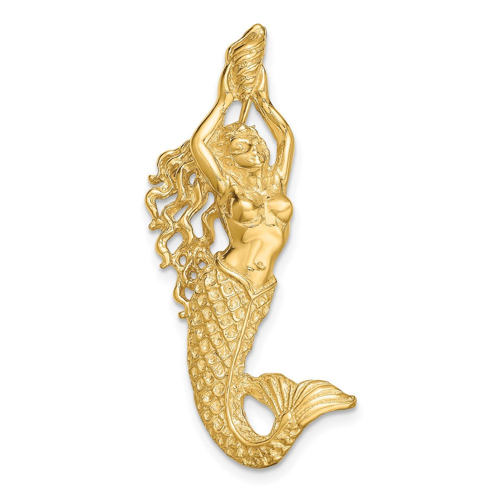 Polished;14k Yellow gold;Open back;Textured;Chain slide