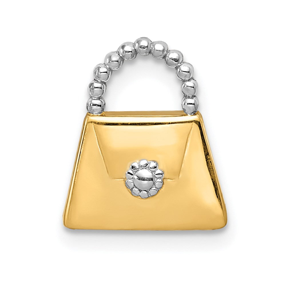 Polished;14k Yellow gold;Open back;Rhodium;Chain slide