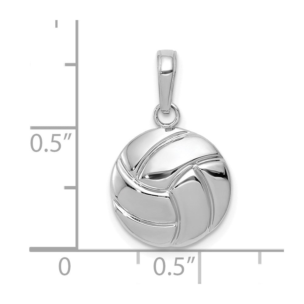 14K White Gold Polished Domed Volleyball Pendant