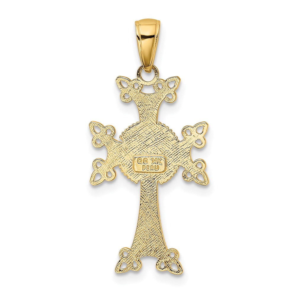 14K Polished and Textured Armenian Cross Pendant