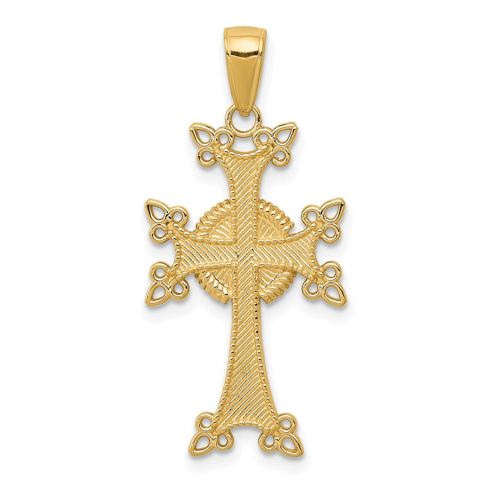 Polished;14k Yellow gold;Textured;Textured back