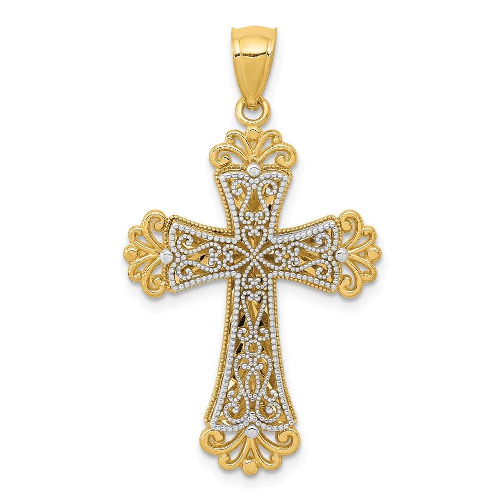 Casted;Polished;14K Two-tone;Filigree;Textured;Cut-out