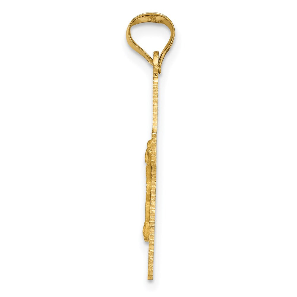 14k Polished Satin and Diamond-cut Crucifix Pendant
