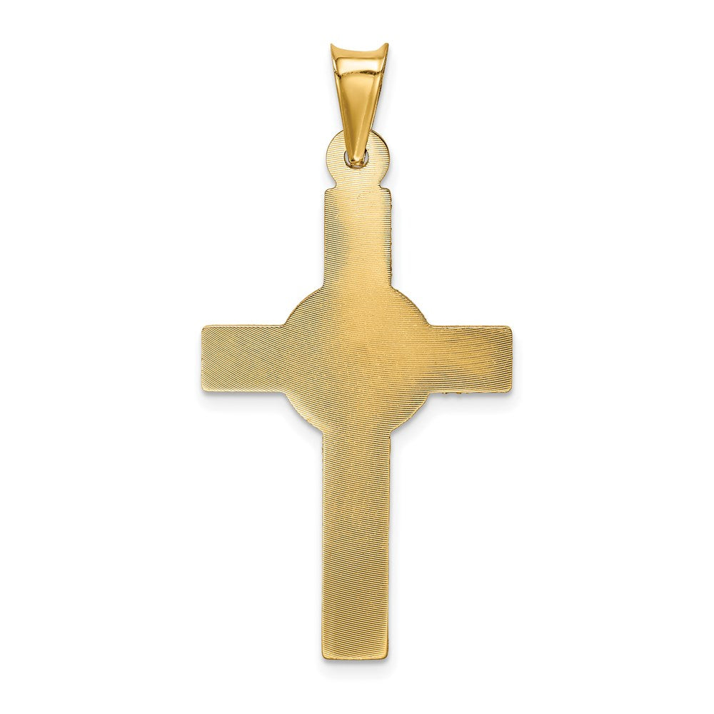 14k Polished Satin and Diamond-cut Crucifix Pendant
