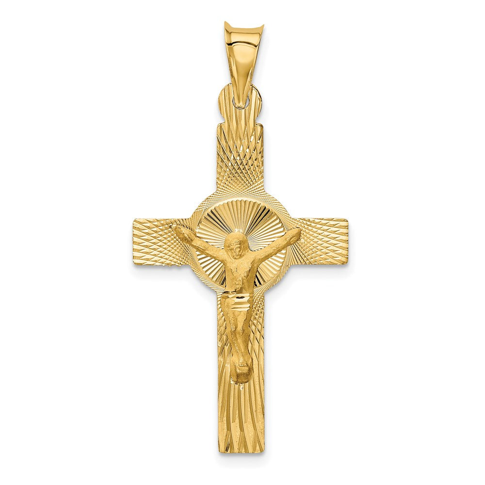 Diamond-cut;14k Yellow gold;Flat back;Polished & satin