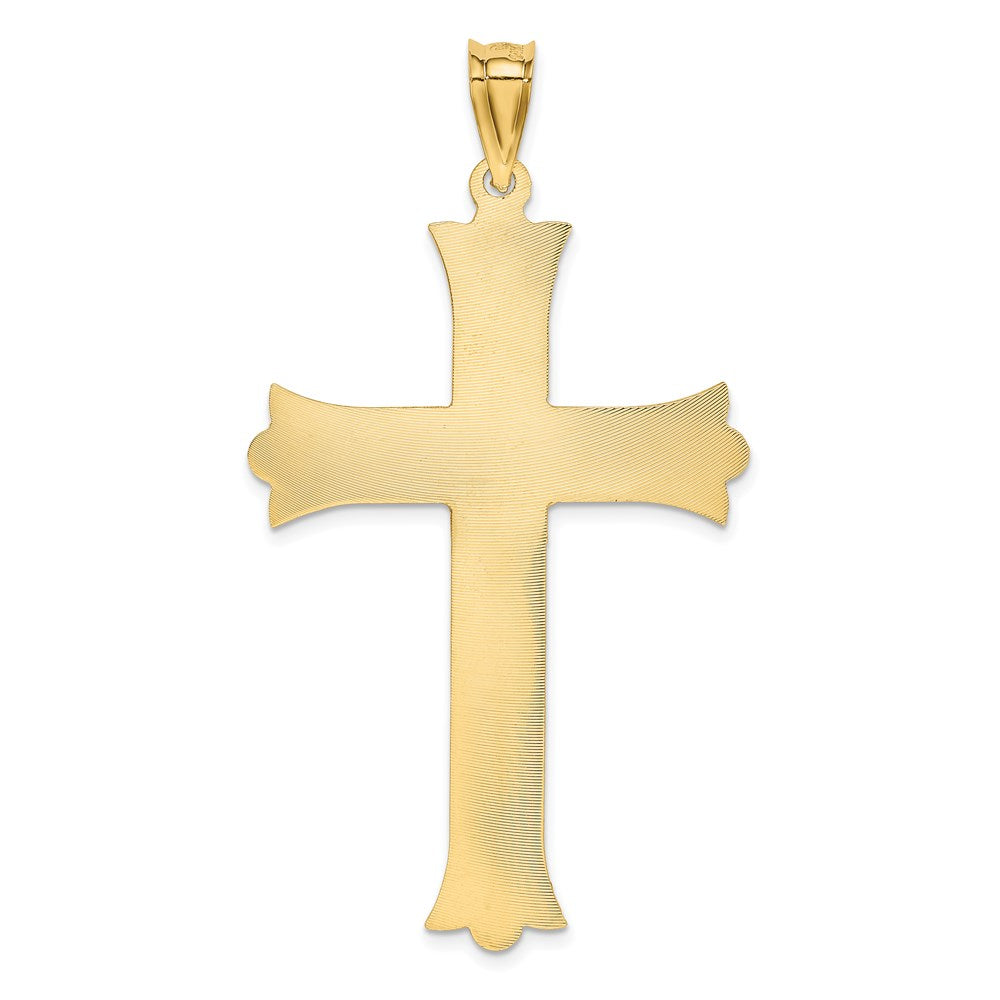 14k Polished Satin and Diamond-cut Crucifix Cross Pendant