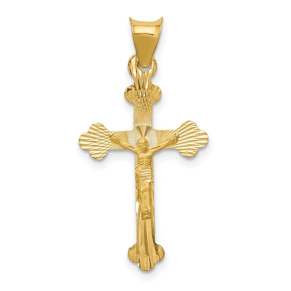 Diamond-cut;14k Yellow gold;Flat back;Polished & satin
