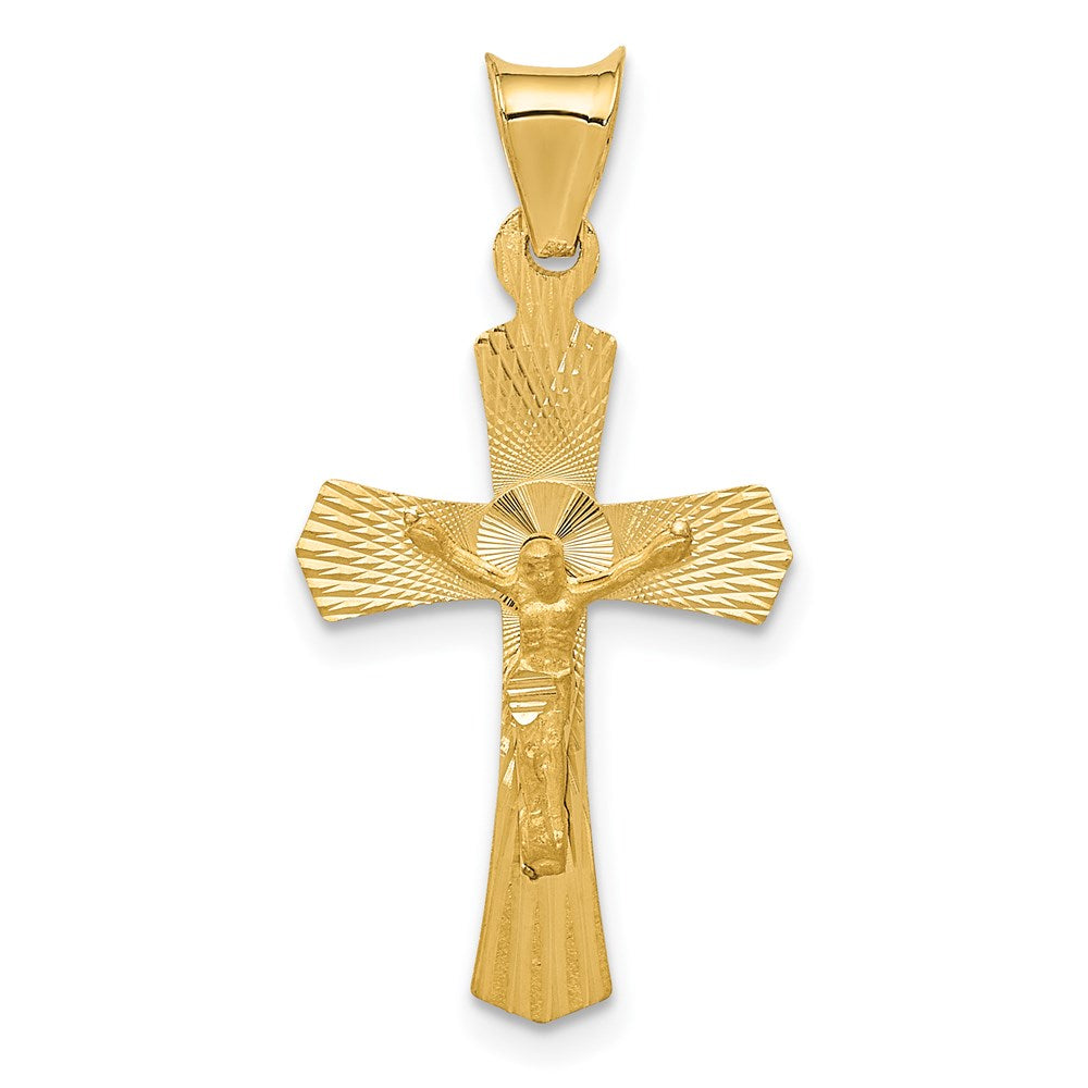Diamond-cut;14k Yellow gold;Flat back;Polished & satin