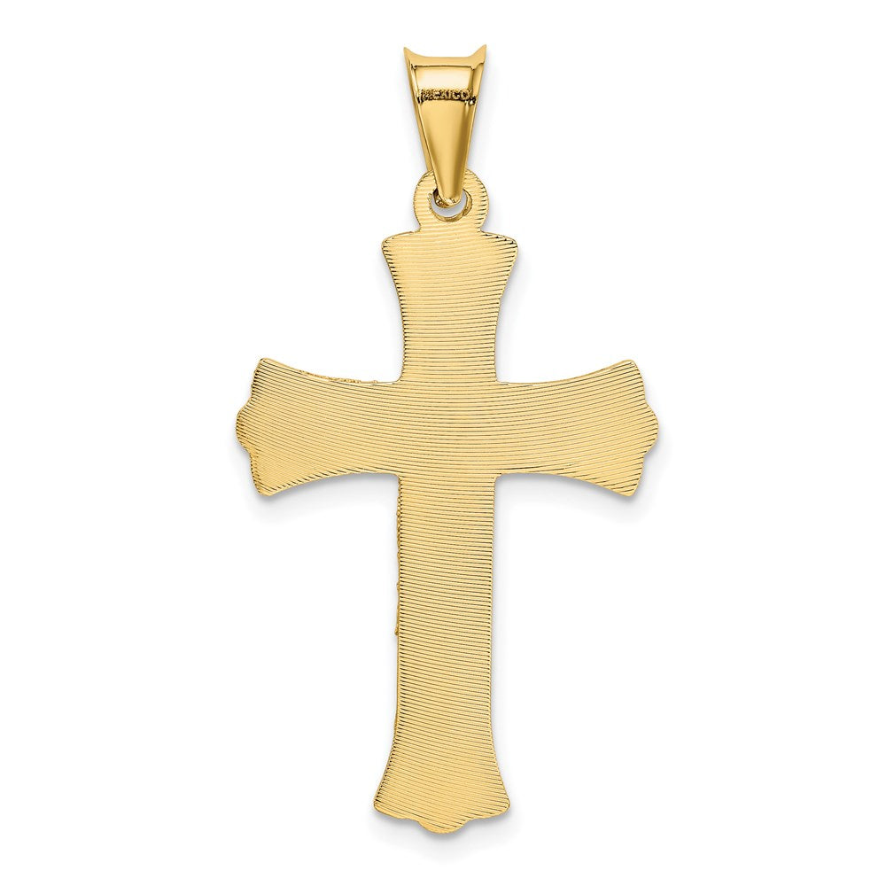 14k Polished Satin and Diamond-cut Crucifix Pendant