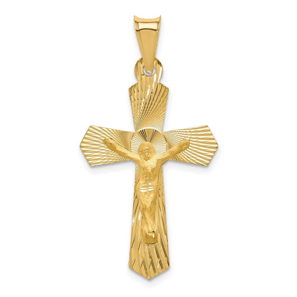 Diamond-cut;14k Yellow gold;Flat back;Polished & satin