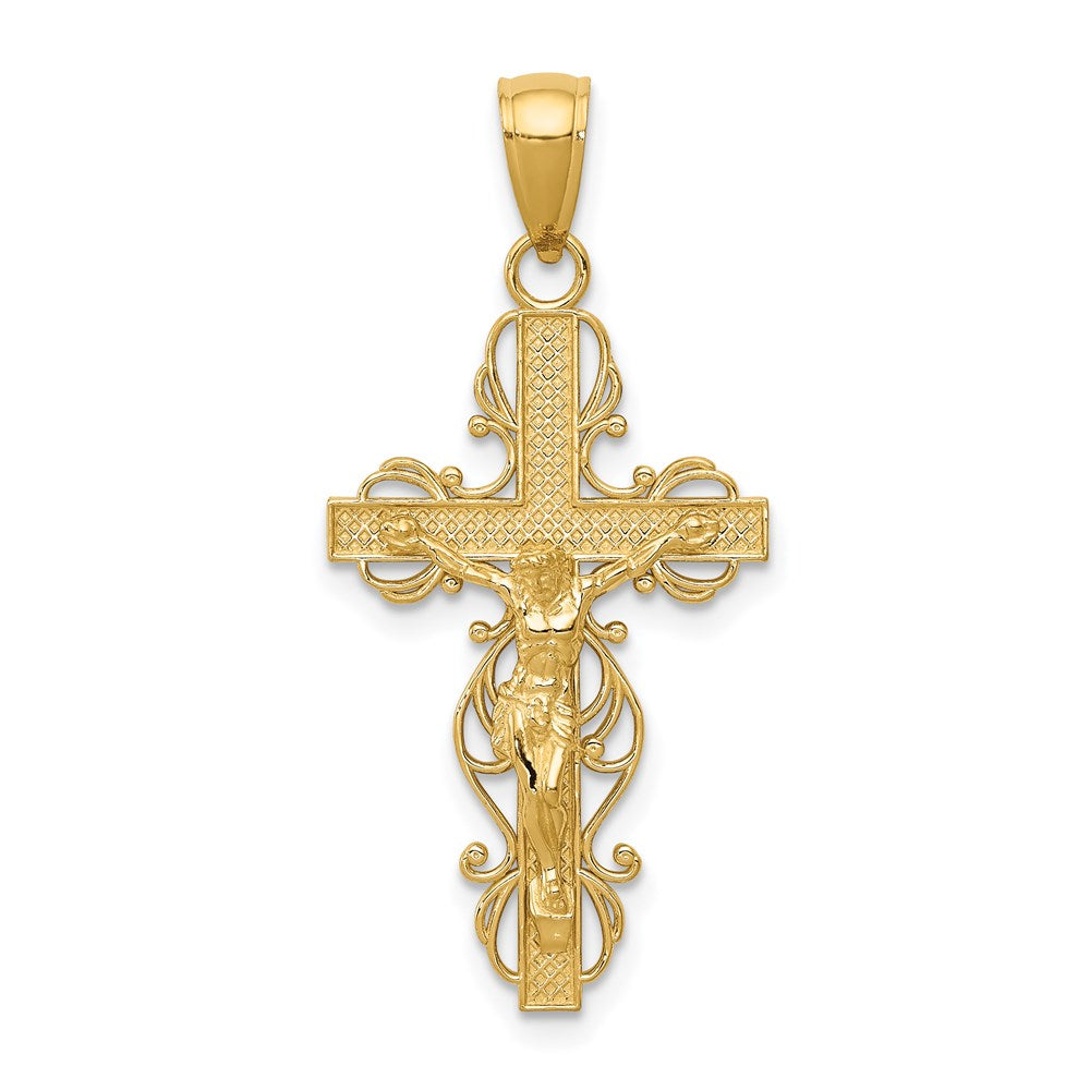 Polished;14k Yellow gold;Textured;Textured back
