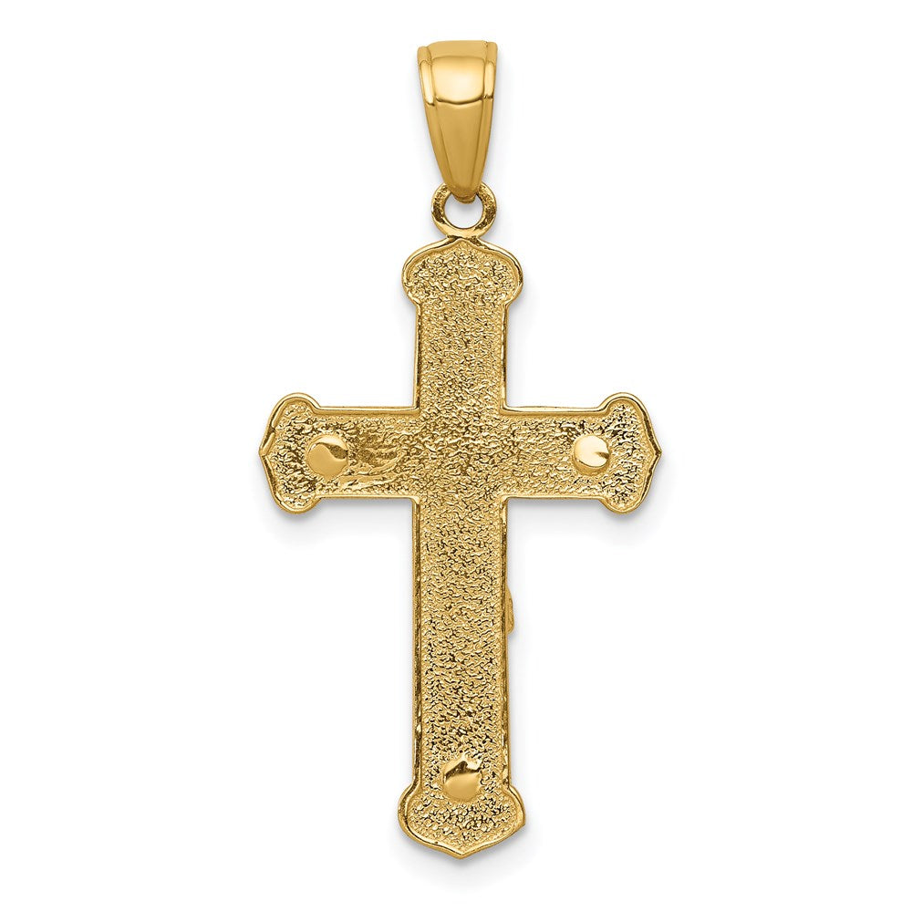14K Polished Textured Crucifix Pendant