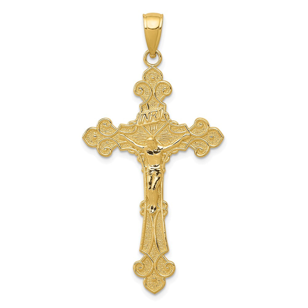 Casted;Polished;14k Yellow gold;Textured;Textured back