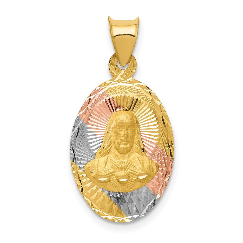 Engravable;14K Yellow gold & rhodium;Polished & satin;Oval;Diamond Cut