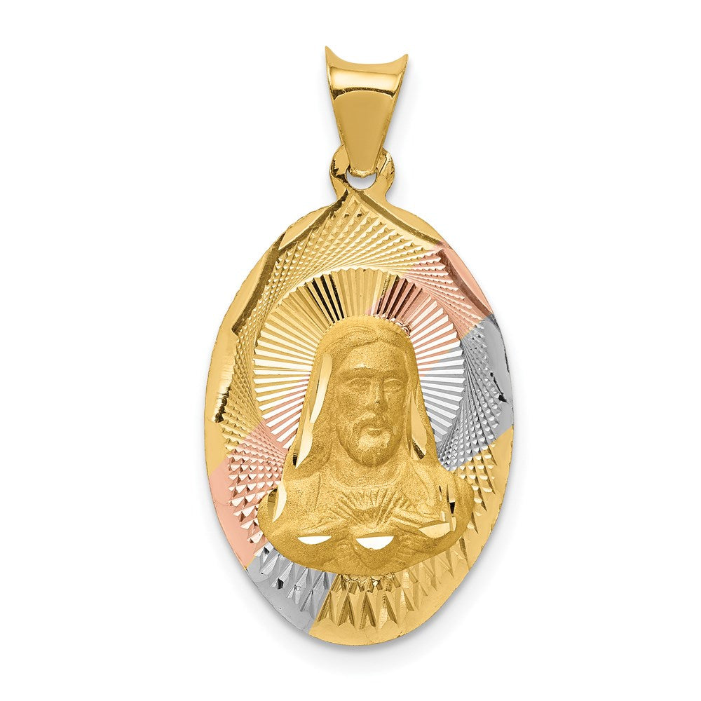 Engravable;14K Yellow gold & rhodium;Polished & satin;Oval;Diamond Cut