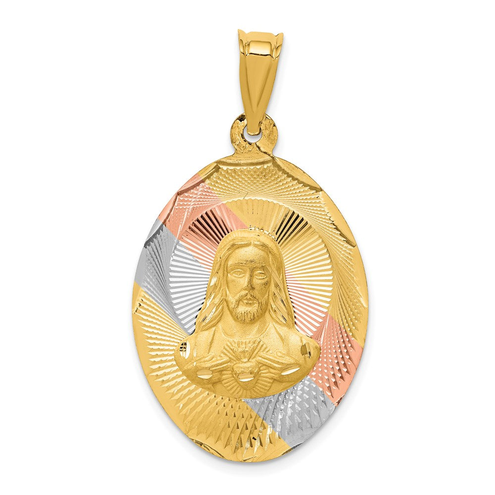 Engravable;14K Yellow gold & rhodium;Polished & satin;Oval;Diamond Cut